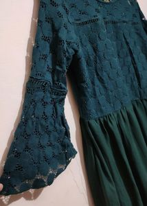 Mehandi Green Plus Size Lace Kurti 36 Bust
