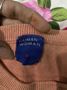 Human Woman Peach Knit Sweater