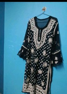 Elegant Black mirror Chikankari Kurta