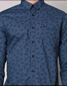Men's Blue Printed Full Sleeve Shirt
