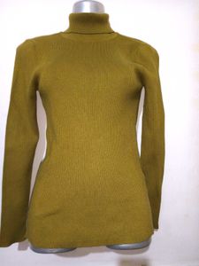 Mustard Ribbed Turtleneck Top