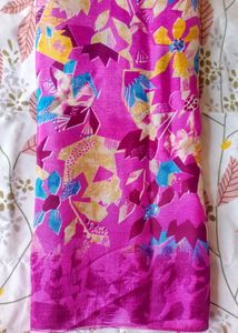 Vibrant Floral Print Silk Saree