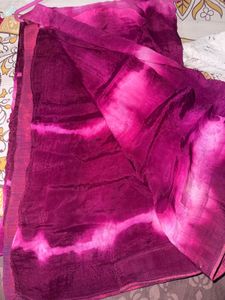 Vibrant Pink Tie-Dye Saree with mirror blouse
