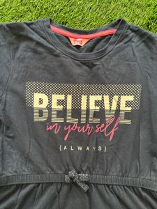 Girls' Long Sleeve 'Believe In Yourself' Dress