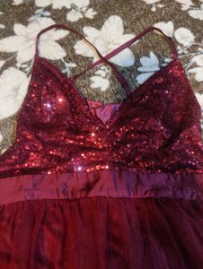 Burgundy Sequin Party Dress