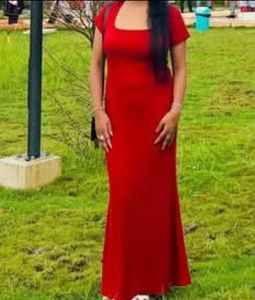 Elegant Red Mermaid Maxi Dress