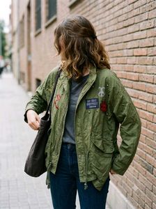 Olive green relaxed fit military style Jacket