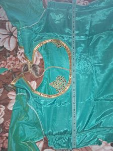 Turquoise teal color suit with Kundan