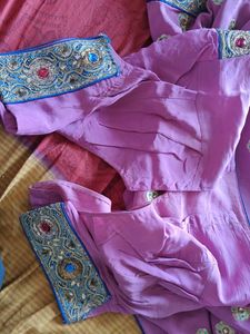 Elegant Purple Embroidered Saree