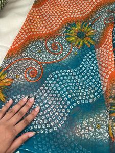 Vibrant Teal Floral Saree