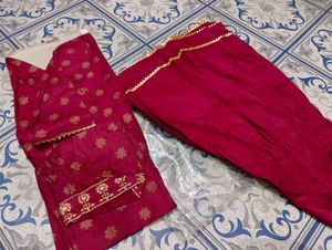 Maroon Kurta Set with Gold Embroidery