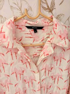 Vero Moda Pink Flamingo Print Button-Up Shirt
