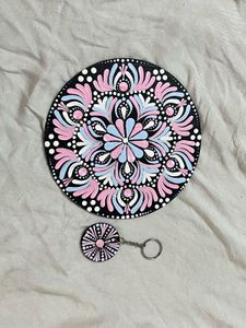 Hand-Painted Mandala wall decor & Keychain Set