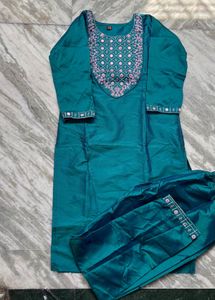 Beautiful Teal Embroidered Kurta Set