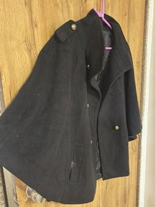 Chic Black Double-Breasted Cape Jacket