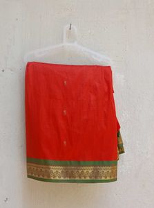 Festive Crimson Red Art Silk Saree