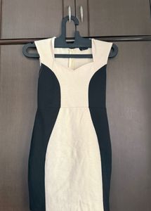Cream &amp; Black Bodycon Mini Dress