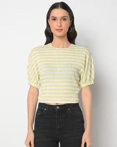 Striped Puff Sleeve Top