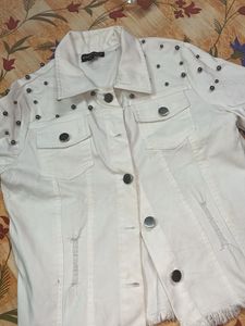 White Studded Denim Jacket
