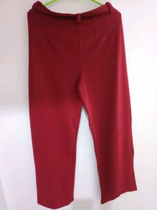 Women's Chic Red Regular Fit Trouser