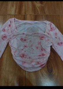 Chic Floral Bell Sleeve Crop Top