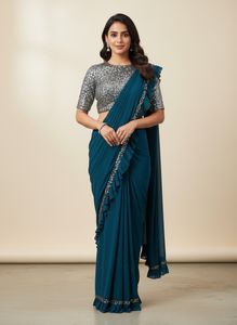 sparkly readymade saree set