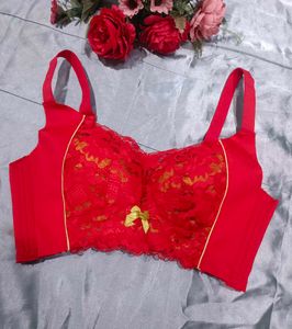 Vibrant Red Lace Bra