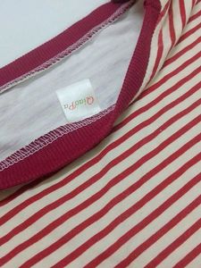 Maroon Square Neck Striped T-Shirt
