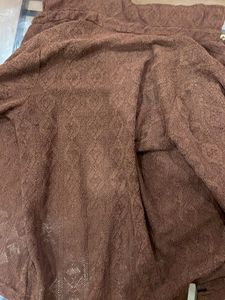 Brown Textured Button-Up Top