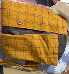 VINTAGE Mustard Plaid Tweed Jacket with belt