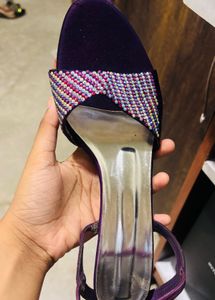 Sparkling Purple Strappy Heels