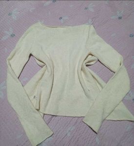 cotton blend tie-up tops and red muffler (2item)