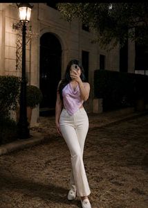 lavander backless satin top