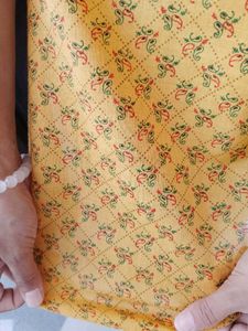 Orange Printed Sleeveless Kurta