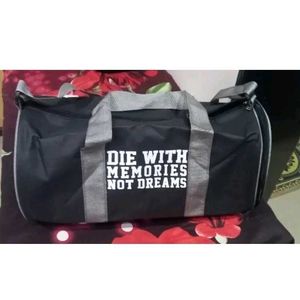 45.Black Duffel Bag with Quote