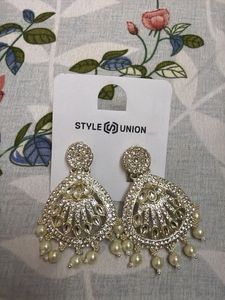 Elegant Pearl & Crystal Jhumka Earrings