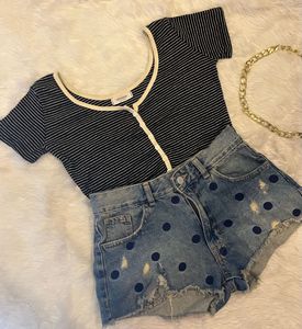 Veranda striped Ribbed Crop Top