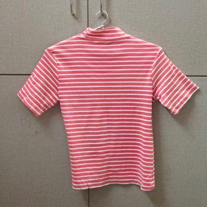 Striped Turtleneck Tee - Stylish &amp; Comfy
