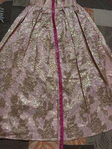 Elegant Pink &amp; Gold Brocade Skirt