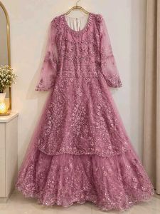 Embellished Tiered Net Gown