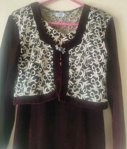 Women S-M Maroon Velvet 2-piece Max