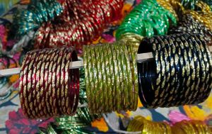 combo Colorful Glass Bangles Set