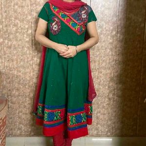 Green Embroidered Kurta Set