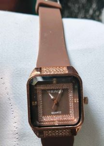 Elegant Brown Dial Watch with Crystal Accents