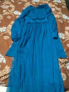 Teal Embroidered Tulle Gown