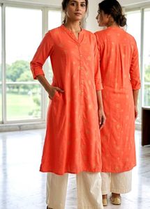 🧡Orange Printed Kurta