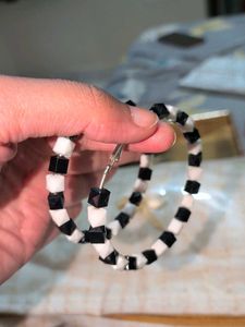 Chic Black &amp; White Hoop Earrings