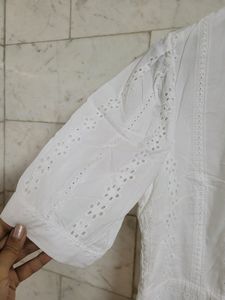 White Schiffli Embroidered Dress