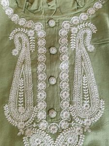 Embroidered Green Kurta