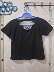 Graphic Print Cutout Back T-Shirt